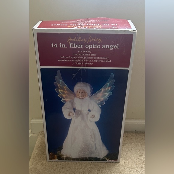 Holiday Living Christmas Fiber Optic Angel Tree Topper Changing Colors with Box - Picture 2 of 9